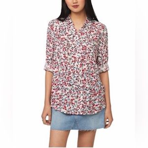 beachlunchlounge button up shirt size  L multicolor long sleeve pocket viscose